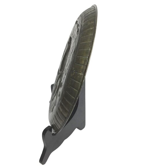 Antique Judaica Brass & Copper Plate Hand-Etched Hebrew Script "Yehuda" Lion - Picture 5 of 9